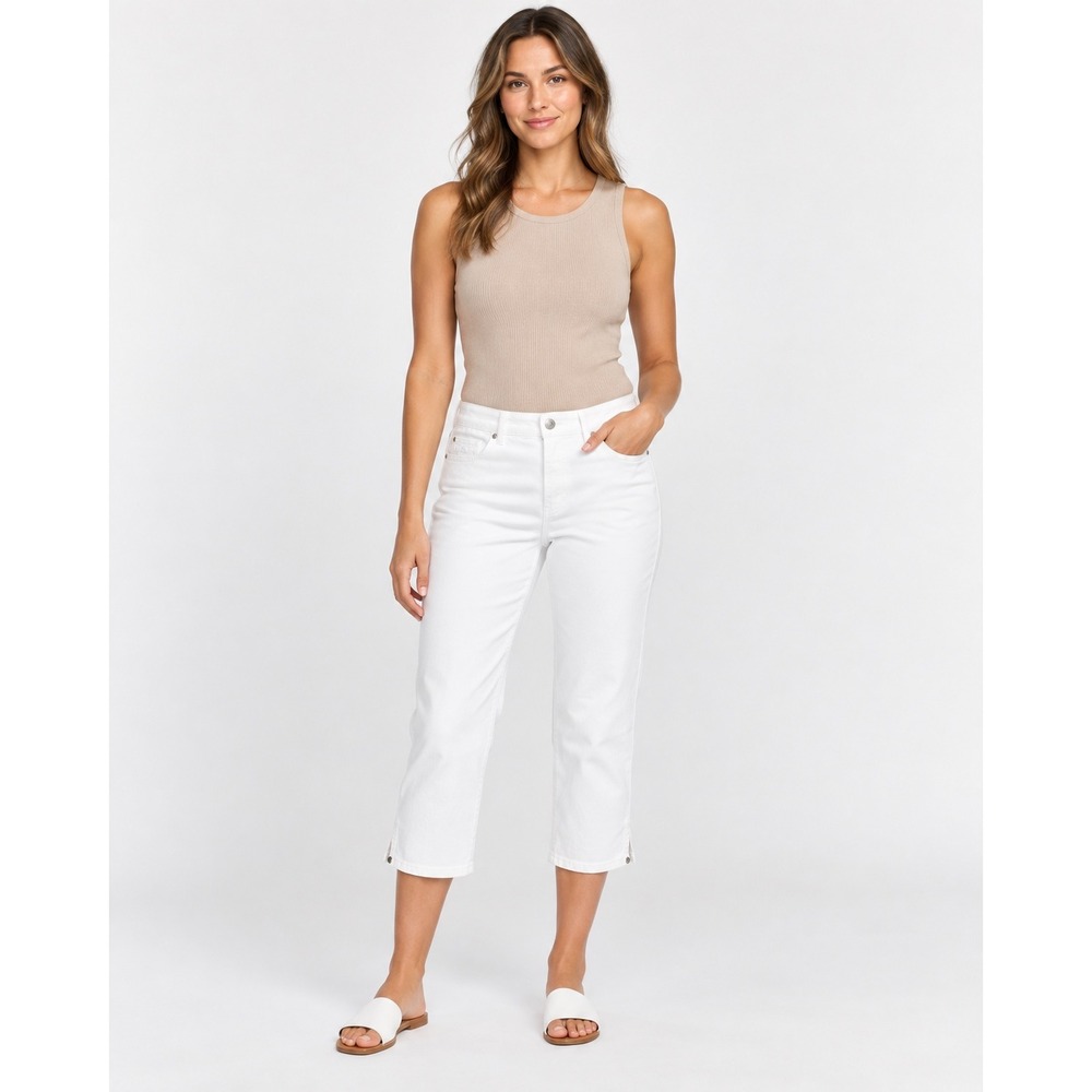 Gloria Vanderbilt Amanda Capri Jeans Womens 12 White Tapered Stretch Denim NWT